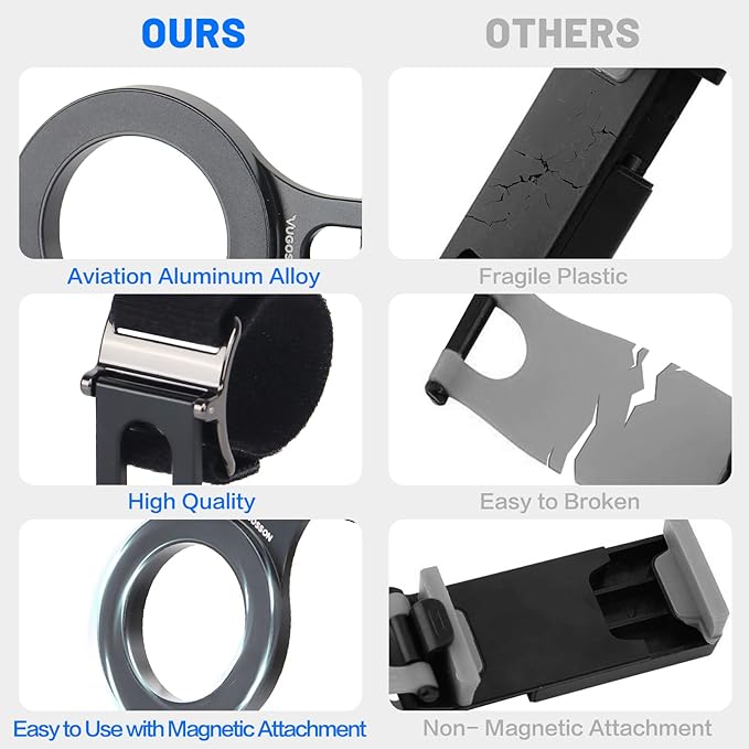 Magnetic Phone Holder for Car, Steering Wheel Phone Holder [Strong Magnet], for MagSafe, Adjustable Strap Compatible with Gym Equipment, Stroller, Shopping Cart, All Phone(Magnetic Ring Included)
