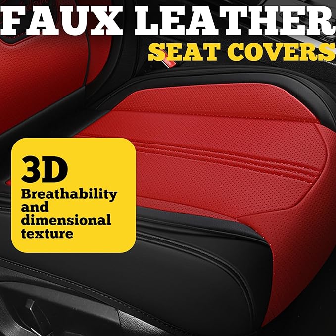 LINGVIDO Car Seat Covers for Front Seats (2 Seats) - Premium Perforated Nappa Leather,Waterproof Shield, Omni-Adapt Fit for SUVs Sedans, Ideal for Rideshare & Pets