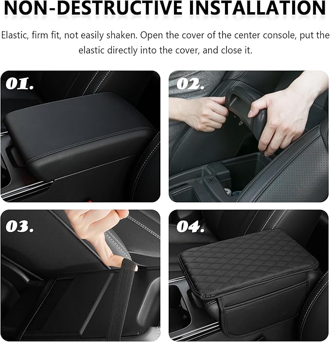 Upgraded Car Center Console Cover,Microfiber Leather Car Armrest Cover Cushion with 2 Storage Bags,Universal Cars Armrest Storage Box Cars Interior Accessories for Most Vehicles (Purple)
