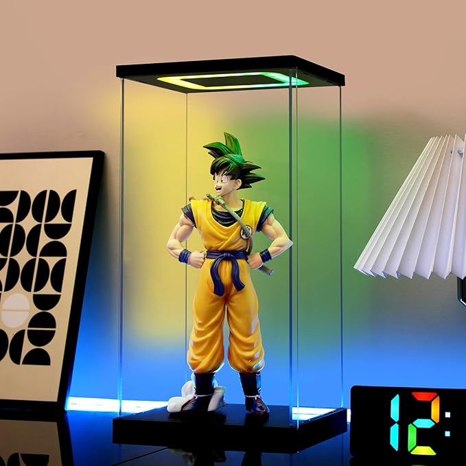 Clear Acrylic Display Case with Light for Lego 76191, Multiple Color Lights Dustproof Protection Display Box for Collectibles Action Figures（7.5×6.3×14.2inch）