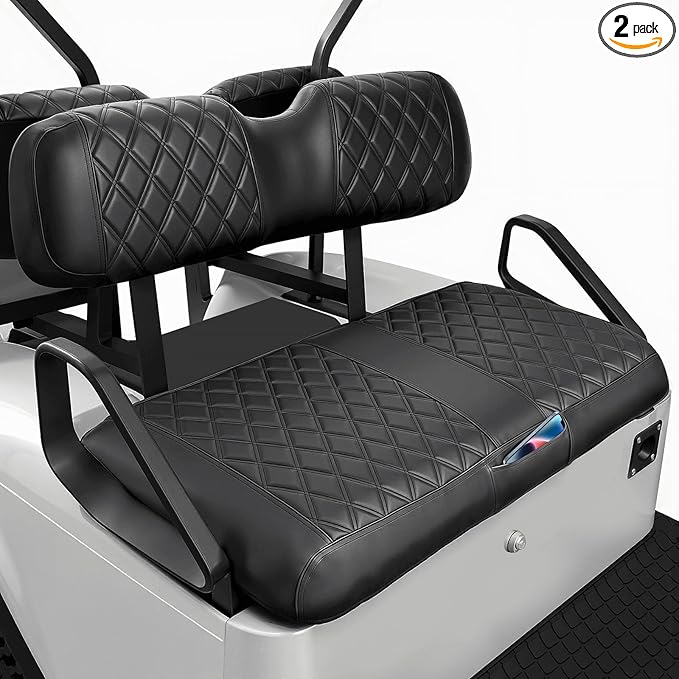 EZGO Seat Covers, Golf Cart Seat Covers for EZGO TXT 1994-2013 and EZGO RXV OEM Ordinary Seat Thick Marine Leather Custom Diamond Comfortable/Anti-Scratch/Anti-Fading/Easy to Install