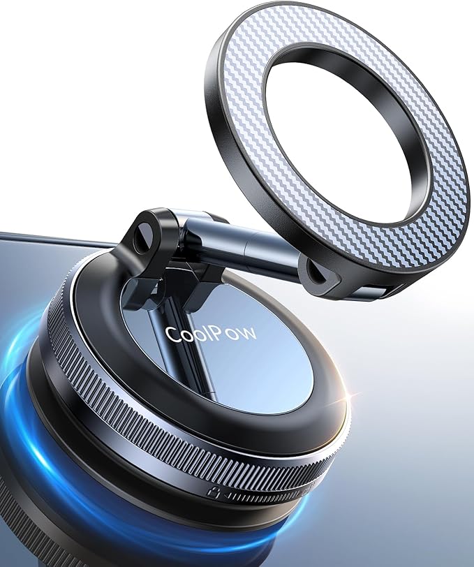 Coolpow【Newest Vacuum Magnetic Phone Holder for Car Phone Holder Mount【Movable Vacuum Suction】 Magsafe Car Mount Cell Phone Holders for Your Car Accessories for Women Men for iPhone 17 16 15 14 Kits