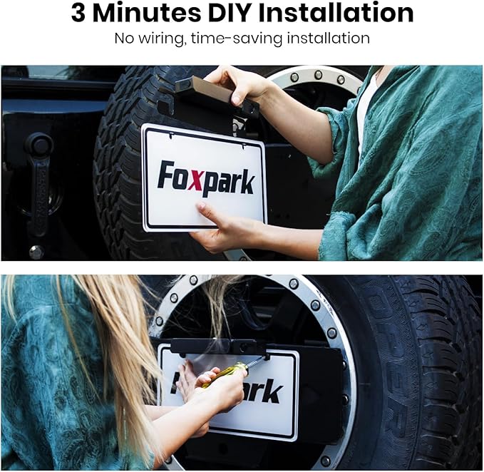 Foxpark Solar Wireless Backup Camera, 1080P 5'' Monitor Back Up Camera Systems Wireless, 3 Mins DIY Installation, Reverse Camera for Car, Truck, Van, RV