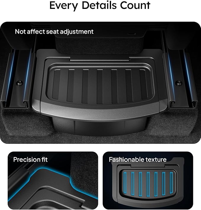 Wigoo 2026 Upgrade Tesla Model Y Juniper Accessories Rear Center Console Organizer [Partitioned Storage & Stable Installation] Backseat Storage Box for Tesla Model Y Juniper 2025~2026