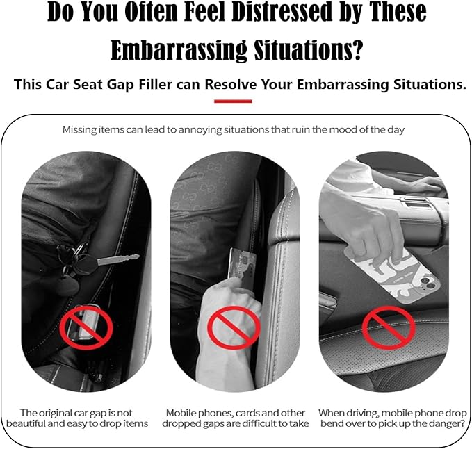 Car Seat Gap Filler 2 Pack, Universal Organizer for Car SUV Truck to Fill The Space Between Seat and Console, Car Seat Blocker and Catcher Prevent Things from Dropping, Easy to Install (Grey)
