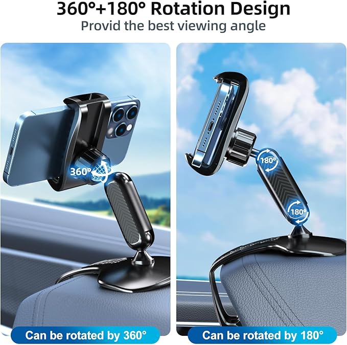 Universal 360 Dashboard Cell Phone Holder, Upgrade Clip Car Phone Holder Mount for Dashboard 360 Degree Rotation Dash Board Phone Mount Fit for iPhone,Samsung,Google,Nokia, 4 to 7" Smartphones