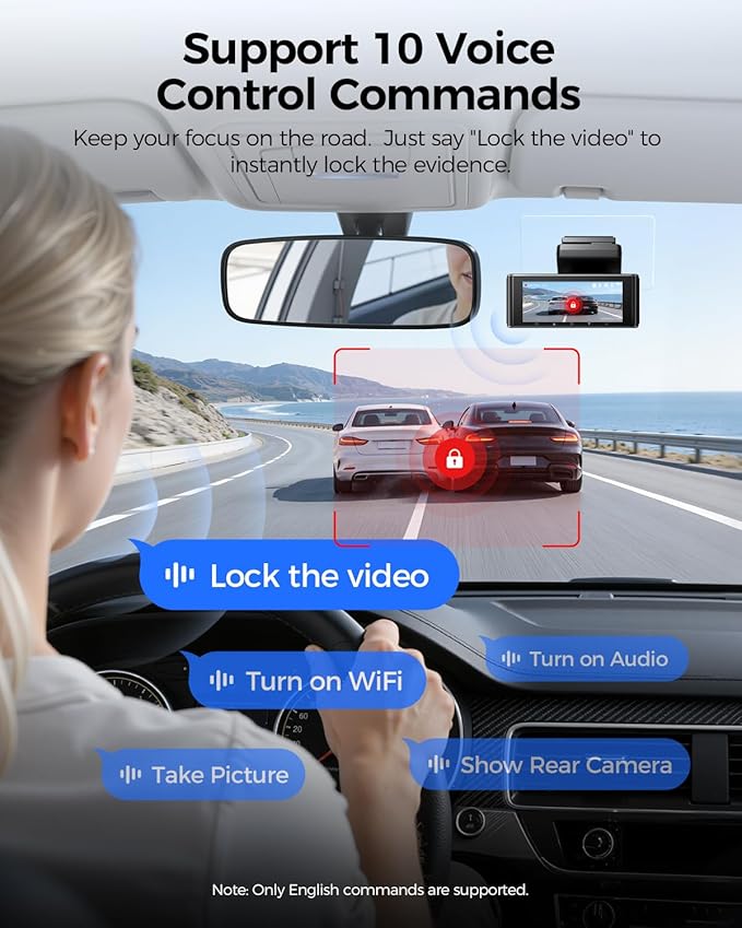 AZDOME ADAS Dash Cam Front and Rear, 4K+2.5K UHD Dash Camera for Cars, 64GB Card Included, Voice Control, Bulit-in 5.8GHz Wi-Fi GPS, 3.19'' IPS Screen Dashcam, Night Vision, 24H Parking Mode M550 Pro