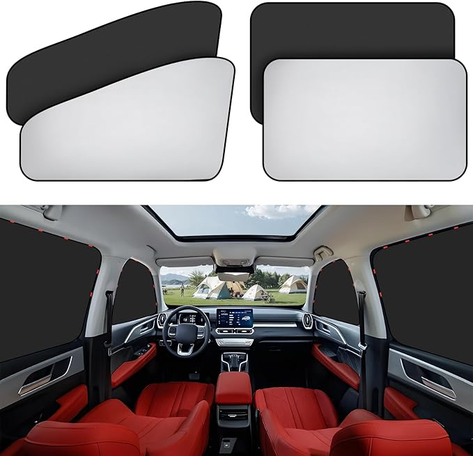 Zatooto Car Window Sun Shade - Blackout Shade for Side Windows, Protects Privacy, Reflects Sunlight, Reversible, Universal Fit, Silver