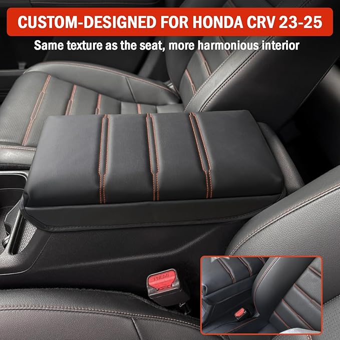 for CRV Center Console Cover 2026 2025 2024 2023 - [Upgraded] Thick & Soft Leather Anti-Slip Middle Armrest Cushion Protector for Honda CRV 2023 2024 2025 2026 Interior Accessories