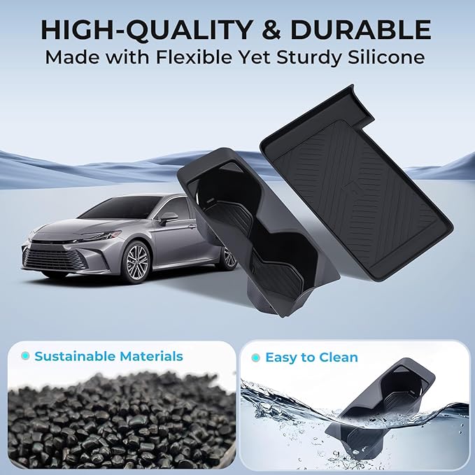 Cup Holder Insert & Wireless Charging Pad Protector Compatible with Toyota Camry 2026 2025, Center Console Cup Holder & Wireless Charging Mat for 2025 2026 Camry Accessories, Black