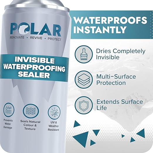 Polar Invisible Waterproof Sealer Clear - 2 x 20 Fl Oz | Instant Waterproof Sealant for Fabric, Concrete, Brick, Wood & Masonry | Long Lasting Protection for Interior & Exterior Surfaces