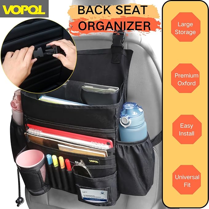Car Seat Organizer- Multi-Compartment Passenger Seat Organizer, Universal Fit for Front & Back Seats, Ideal for Law Enforcement and Truck Seat Storage, Compatible with Cars, Trucks, and Vans