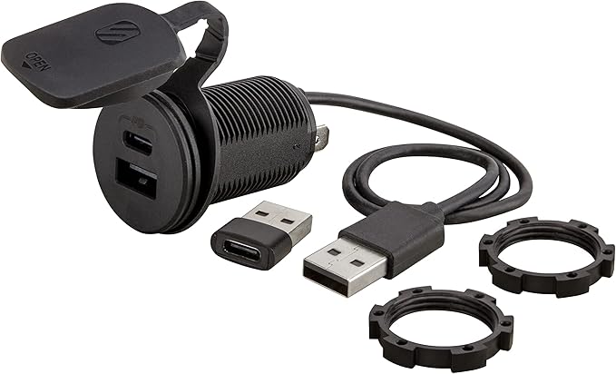 Scosche CPPDRLK-SP PowerVolt 27W Dash Port USB PD 3.0 Type-C Car Charger Compatible w/ Apple CarPlay & Android Auto Passthrough with USB-A to USB-C Adapter, Charger Socket for Car, Truck, Motorcycle