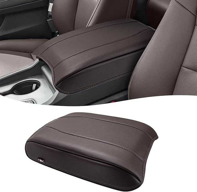 Center Console Armrest Cover for Honda Pilot 2023-2026, Passport 2024-2026, Ridgeline 2024 2025, Durable Middle Console Lid Covering, PU Leather Trim, Anti-Scratch, Brown