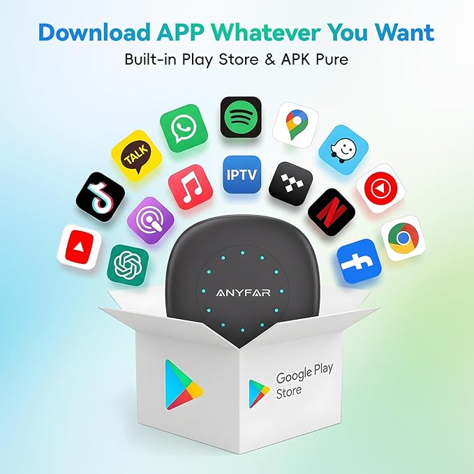 AI 8 Android 13 CarPlay AI Box, 8-Core Qualcomm 4G+64G Multimedia Adapter, Support CloudSim & 4G LTE & Hotspot, Wireless CarPlay Android Auto, Built-in GPS/Ambient Light for Netflix YouTube