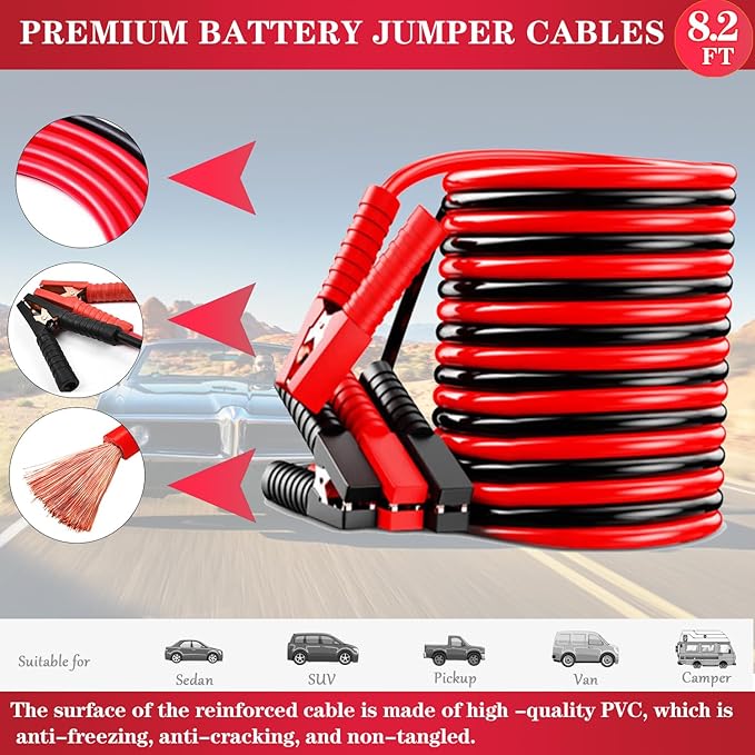 Emergency Roadside Kit for Car,Emergency Kits for Vehicles,Jumper Cables headlamps car Glasses Holder,Roadside Emergency Kit Women Men