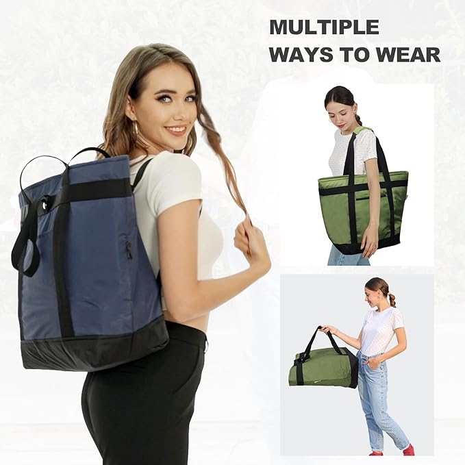 BeeGreen Cooler Bag Soft Insulated Tote for Beach Travel Grocery Shopping Lunch Portable Large Ice Coolers with Handle Hard Freezer Bags with Zippered Top Foldable Leakproof Delivery Totes Gray