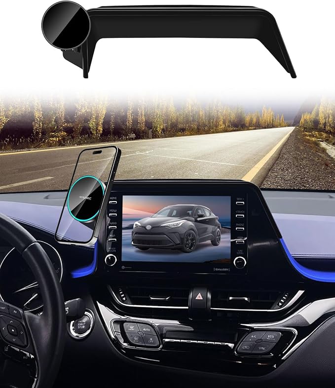 SKYLOTEC Phone Holder for Toyota C-HR CHR 2019-2022 Accessories 8-Inch Screen Fixed Clip, Car Magnetic Phone Mount Compatible with MagSafe, Magnets Fast Wireless Charger CH R Cell Phone Holder