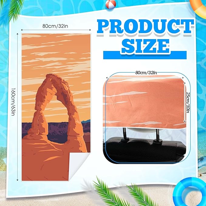 2 Pack Car Seat Towel Covers with Storage Bag 63 x 32 Inch Athletic Running Towel Seat Sweat Washable Non Slip Cover Gift for Car Outdoor Sport Activities (Arch)