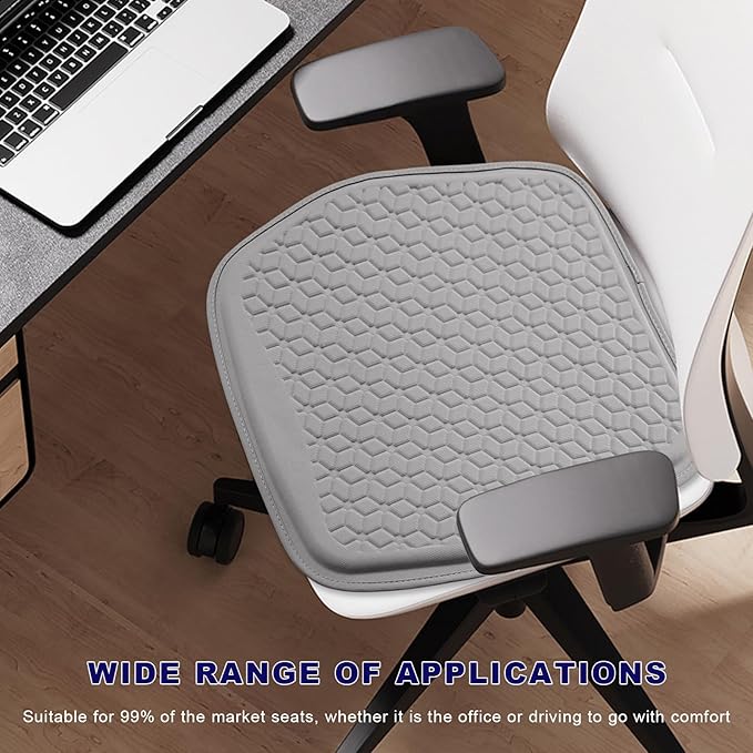Gel Car Seat Cushion, Non-Slip Breathable Automotive Front Seat Bottom Cushion Pad, Comfortable & Cooling Seats Cover Interior Mat for Sedans SUVs Trucks, Car Accessories (Gray)