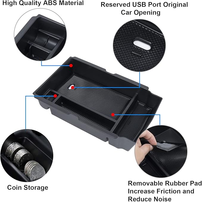 Center Console Organizer Compatible with 2026 2025 2024 2023 Honda CRV Armrest Storage Box Coin and Glass Holder ABS Plastic Insert Secondary Storage Interior Accessories