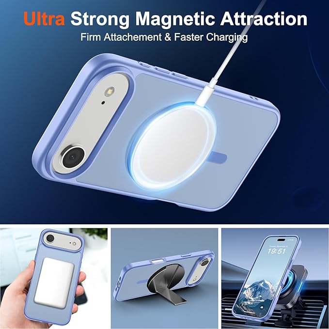 SUPFINE Magnetic for iPhone Air Case (Compatible with MagSafe)(Military Grade Drop Protection) Slim Translucent Matte Shockproof with Anti-Fingerprint Phone Cover for 17 Air,Blue Purple