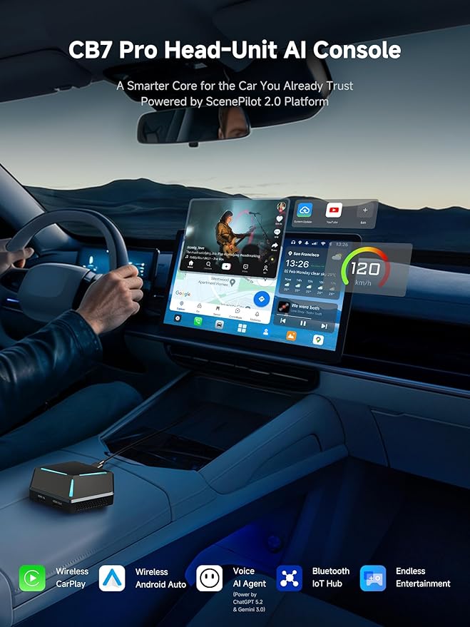 Magic AI Box, Wireless CarPlay/Android Auto, CB7 Pro ScenePilot 2.0, Full Android Apps, Split Screen, HDMI Out for Rear Display, GPS TrackHU
