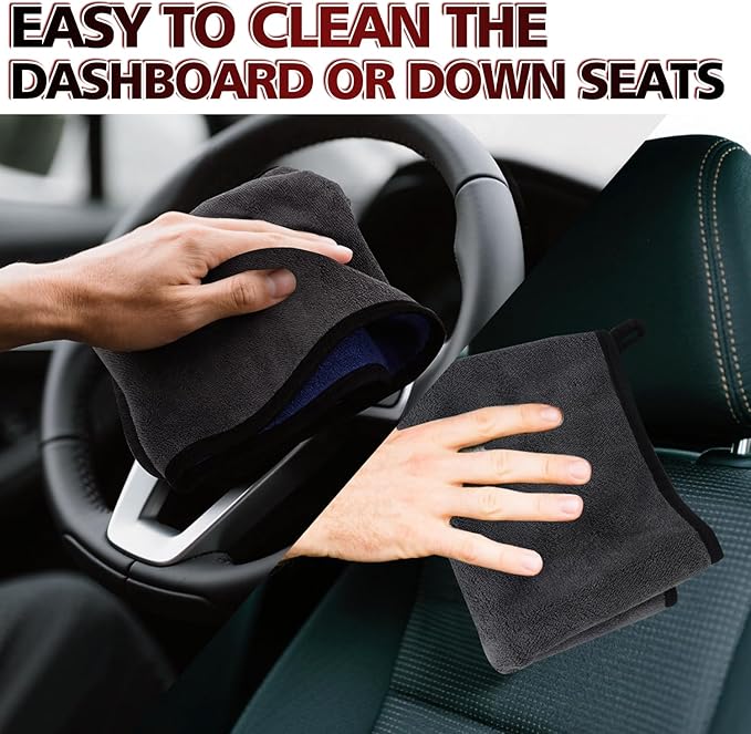 2 Pack Microfiber Cleaning Cloth, 23"x 11" Extra Large Microfiber Towels, Ultra Absorbent Car Washing Towels, Reusable Lint Free Streak Free Cleaning Rags for Car, Kitchen, and Window
