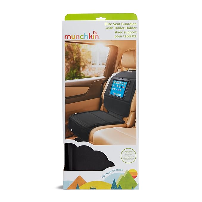 Munchkin Car Seat Cover with Tablet Holder for Under Baby Car Seats and Toddler Booster Seats, Elite Seat Guardian Protector, Rear and Forward Facing, Dark Grey