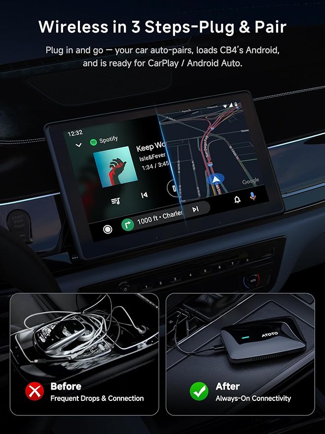 Magic AI Box, Wireless CarPlay/Android Auto Adapter, Car Video Box Supports for Netflix/YouTube/TikTok/TF Card, DriveChat AI Smart Box with GPS/Dual Bluetooth