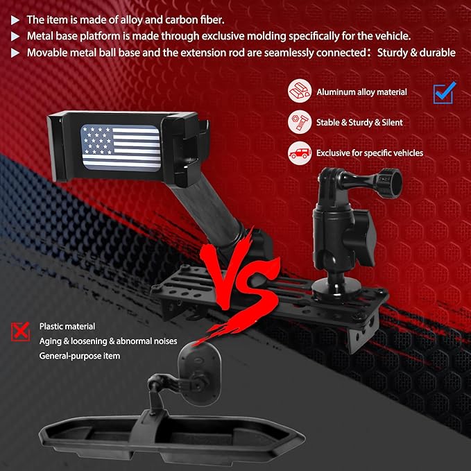 WXRYLYN 2024 2025 Ram Dash Mount Phone Holder for 2019-2025 Ram 1500 2500 3500 TRX Metal Dash Platform Phone Mount Go pr o Holder 2025 R am Cell Phone Holder Phone Mount