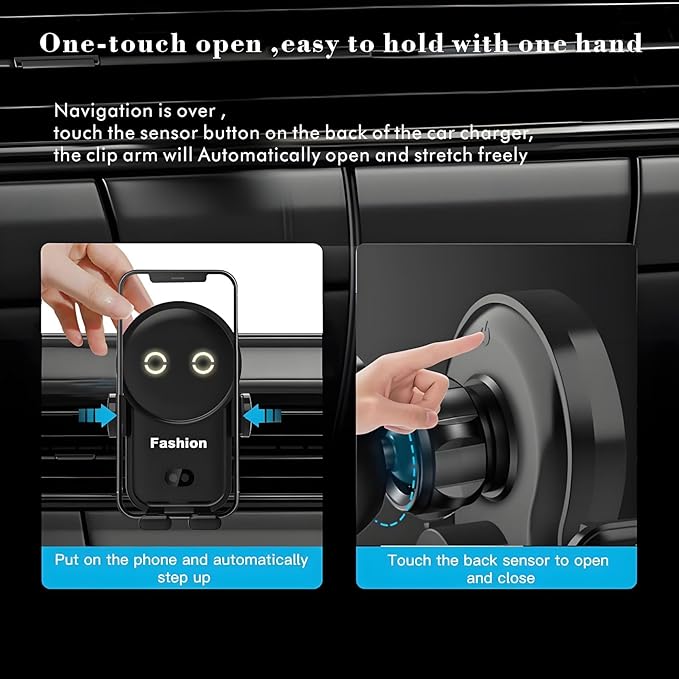 Cell phone holder wireless car charger,15W Auto Clamping Phone holders for your car fit for iPhone 16 15 14 13 12 Mini Pro Max 11 XR, Samsung Galaxy S24 Ultra S23 S22 S21+ Note 20 (Blue)