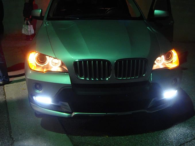 iJDMTOY 7-Inch Universal Fit Clear Lens Xenon White High Power LED Daytime Running Light Bar (DRL) With Brackets, Wirings