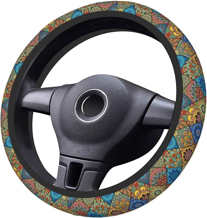 Boho Mandala Auto Car Steering Wheel Cover Universal 15 Inch Neoprene Interior Decor Protection Accessories
