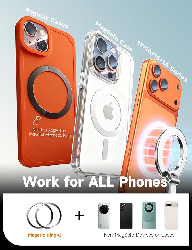 Pure Zinc Alloy Vacuum Magnetic Phone Holders for Your Car [105+LBS Suction & 3800gf Magnetic] 360° Adjustable Magsafe Car Phone Holder Mount for iPhone 17 16 15 14 13 12 Series & Android