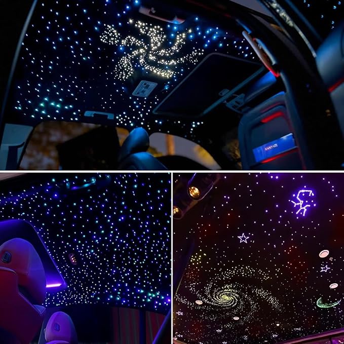 AKEPO 36W 4 Color Twinkle Fiber Optic Starlights Headliner Lights Kit, Optical Fibers Music Sync Bluetooth APP Control Starlight Kit, 1600pcs*13.1ft