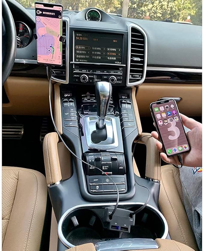 Retractable Car Charger, Fast Charge 3.1A 47W, Retractable Cables (3Ft) and 2 USB Ports Car Charger Adapter, Compatible with iPhone & Android Cell Phones,Car Accessories