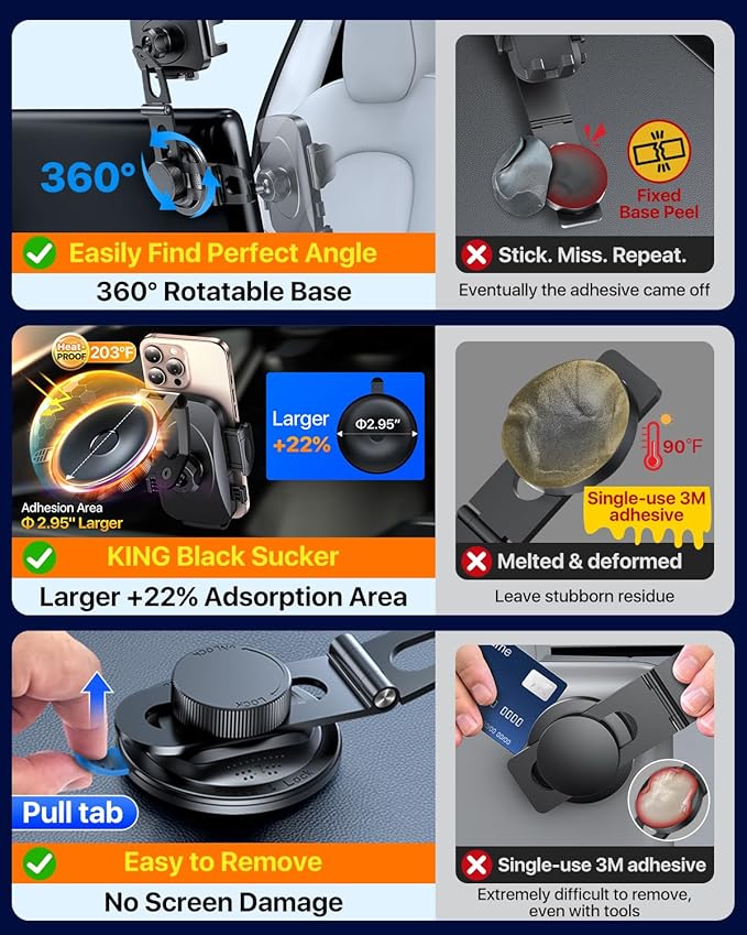 Military-Grade for Tesla Phone Mount 2026 Foldable Heavy-Duty Metal, 360° Rotatable Arm, 90LBS Safest Strongest Certs & Patent, Extreme -40~203°F Resistant for Model 3 Y X S Cybertruck Semi, Black