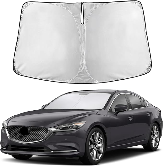 EcoNour Windshield Sunshade Compatible for Mazda 6 2014-2019 2020 2021, Sun Visor for Front Windshield & Window Sun Shade Cover, UV Heat Blocker & Protector, Car Accessories