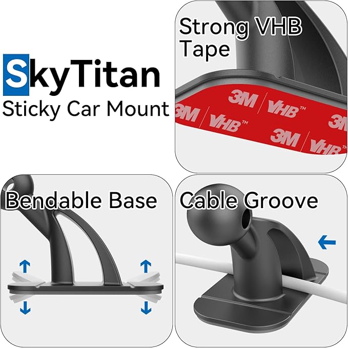 4 Pack Sticky 17mm Ball Mount for Car Mount Adhesive Replacement Magnetic Phone Holder MagSafe Mounting Base Dashboard Sticker 3M VHB Tape