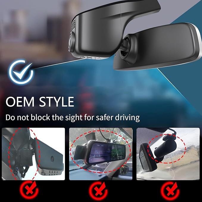 Front 4K & Rear 1080p Dash Cam Custom fit for Volkswagen Tiguan 2018-2024 Gen2 AD/BW (Model A Black), Integrated OEM Look, UHD 2160P Video, App & WiFi, Loop Recording, Easy to Install, GPS, 128GB Card