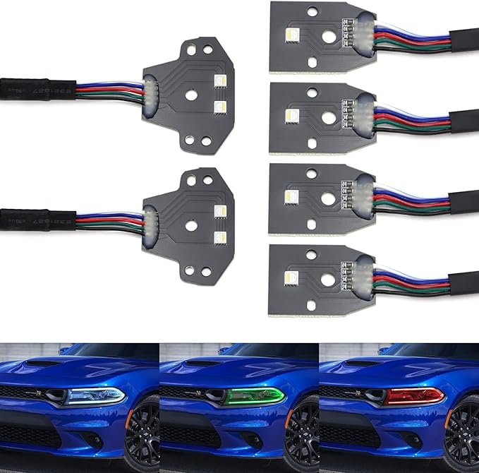 iJDMTOY RGBW Multicolor LED Circuit Board Ambient Lighting Kit Compatible with 2015-up Dodge Charger, Control_by_Smartphone
