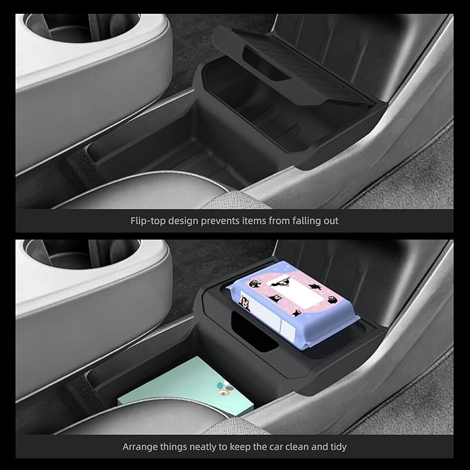 LUCKEASY Lower Center Console for Tesla Model Y Juniper Standard Version 2026 2025 Lower Storage Organizer Accessories Interior Storage Insert Tray TPE Black