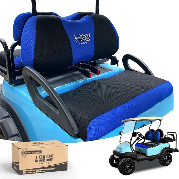 10L0L Golf Cart Seat Covers Universal for Yamaha G29 Drive2 Club Car Precedent Tempo Standard Front Seats, Breathable Mesh Bench Seat Cover, No Drilling Seat Cushion - All-Season Comfort
