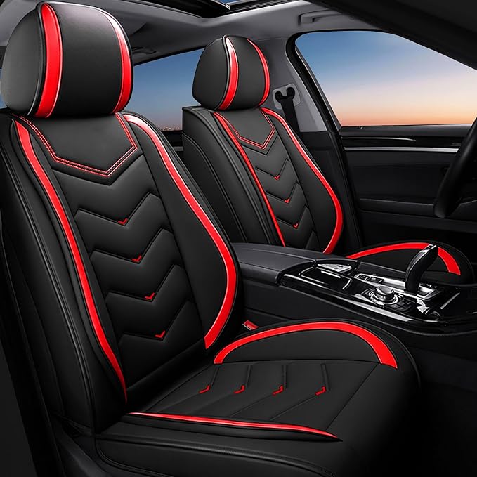 Car Seat Covers Fit for Infiniti g37 2000-2026, Stylish Sport Seat Covers, Waterproof Wear-Resistant Premium Nappa Leather Car Seat Cover.(2 Pcs Front/Black Red)