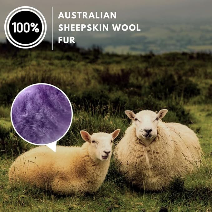 Andalus Brands Luxury Fluffy Car Steering Wheel Covers – Genuine Merino Sheepskin, Soft Fuzzy Car Steering Wheel Cover for Women, Universal 14.5-15" Size, Plush Fur Cute Auto Accessories, Purple