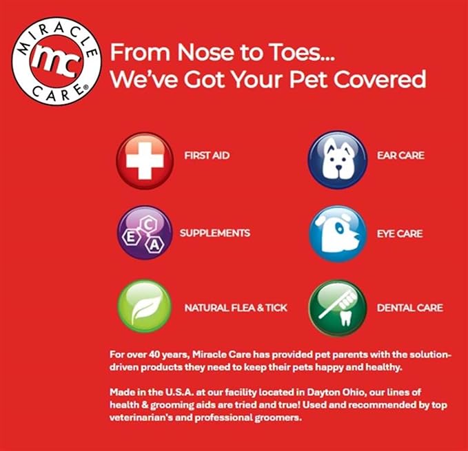 Miracle Care Ear Powder for Dogs and Cats, 12 Grams, Aids Hair Removal from Ear Canal, Keeps Ears Dry, Reduces Odor and Waxy Build Up
