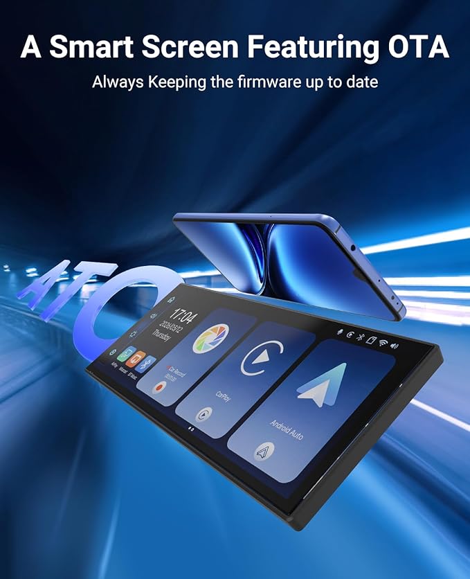 Wireless CarPlay and Android Auto 11.26-inch Touchscreen, 4K Dash Camera and 1080p Backup Camera, Universal Portable car Display, Equipped with 64G Memory Card