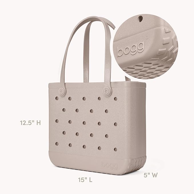 BOGG BAG Medium Tote – 15” x 12.5” x 5” – Durable, Washable, Tip-proof – Beach, Pool, Boat, Work, Sports (Mushroom)