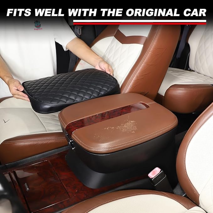 Center Console Armrest Seat Box Cover Compatible with Cadillac Escalade 2007-2014, Cushion Lid Protector Pad Anti-Scratch Interior Accessories (2007-2014 Black)